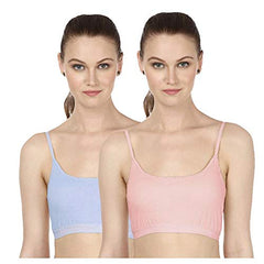 BLAZON Women Sports Bra Premium Tee Free Lycra - Sky Blue, Light Pink