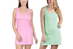 BLAZON Women's Cotton Hosiery Selfie Midi Slip Combo Pack of 2 (Available Sizes: XS, S, M, L, XL, 2XL, 3XL, 4XL, 5XL) - Pink, Pista