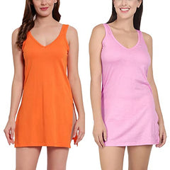BLAZON Women's Cotton Hosiery Selfie Midi Slip Combo Pack of 2 (Available Sizes: XS, S, M, L, XL, 2XL, 3XL, 4XL, 5XL) - Orchard, Pink