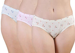 BLAZON Women's Mid Rise Hipster Soft Skin (Inner-Elastic) Panty | Floral Print | Combo Pack of 3 | Light Base | Available Sizes: S, M, L, XL, 2XL, 3XL, 4XL, 5XL - Cream, Baby Pink, Sea Green