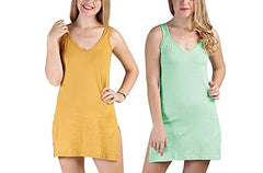 BLAZON Women's Cotton Hosiery Selfie Midi Slip Combo Pack of 2 (Available Sizes: XS, S, M, L, XL, 2XL, 3XL, 4XL, 5XL) - Whiskey, Pista