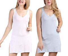 BLAZON Women's Cotton Hosiery Selfie Midi Slip Combo Pack of 2 (Available Sizes: XS, S, M, L, XL, 2XL, 3XL, 4XL, 5XL) - Strawberry Frost, Blueberry Frost