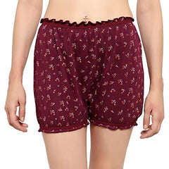 BLAZON Women's Cotton Hoisery Bloomers Floral Print Combo (Pack of 6) (Availabe Sizes: XS, S, M, L, XL, XXL, 3XL, 4XL, 5XL) - Tamarind, Vivid Violet and Sapphire Blue