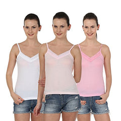 Blazon Women's Camisole Set Of 3 ( White, Baby Pink, Dark Pink)