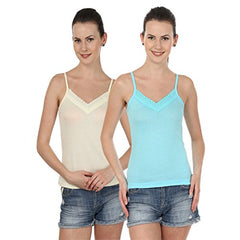 BLAZON Women's Camisole Set of 2 (Skin, Turquoise)
