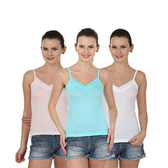 Blazon Women's Camisole Set Of 3 ( White, Baby Pink, Turquoise )