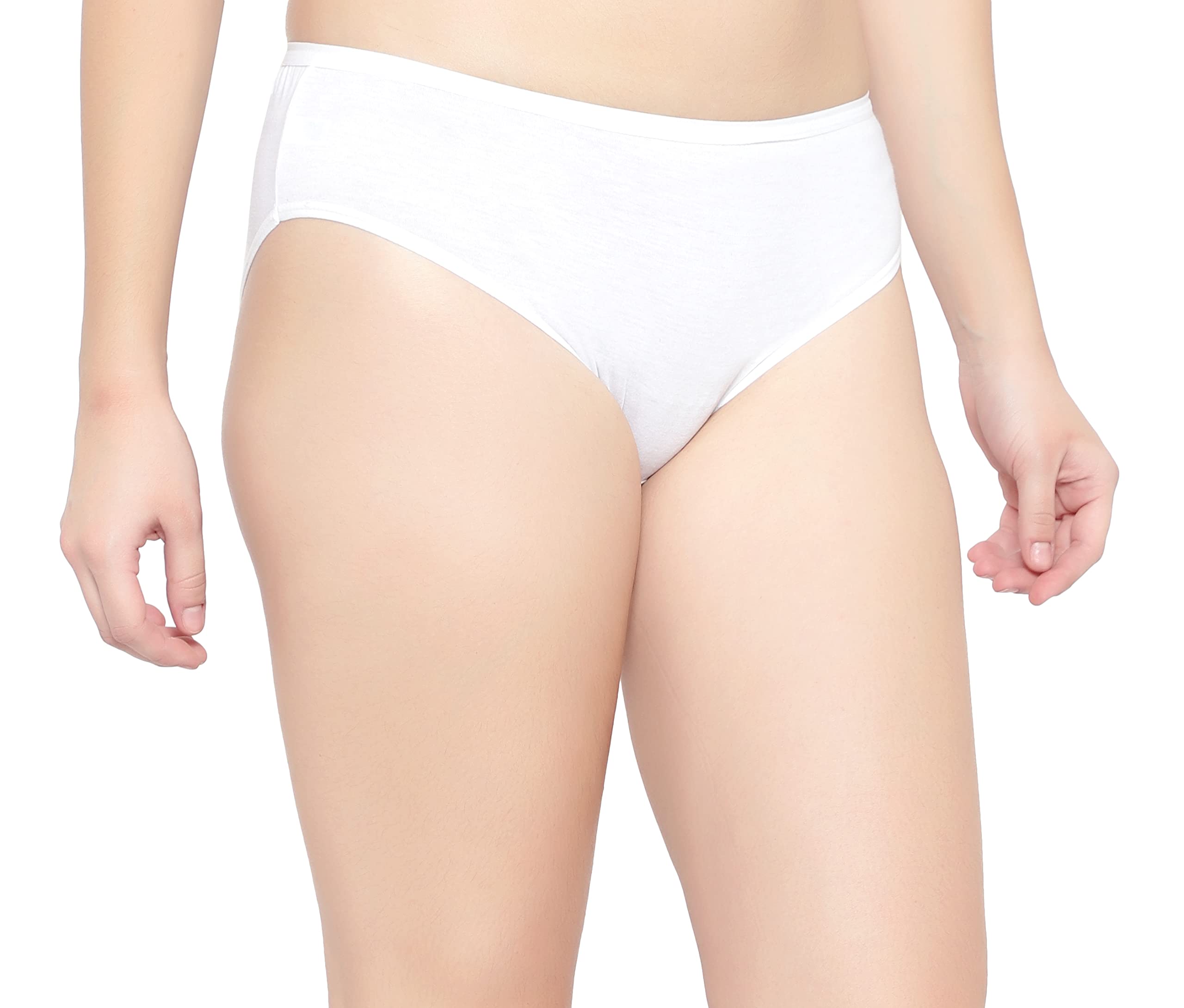 BLAZON Premium Women's and Girls Super Soft Cotton Hoisery Plain Mid Rise Hipster (Outer-Elastic) Panty |Combo Pack| Available Sizes: (S, M, L, XL, 2XL, 3XL, 4XL, 5XL) - White