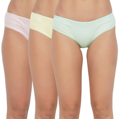 BLAZON Premium Women's Super Soft Cotton Hoisery Plain Mid Rise Hipster (Outer-Elastic) Panty |Combo Pack| Available Sizes: (S, M, L, XL, 2XL, 3XL, 4XL, 5XL) - Baby Pink, Off White, Sea Green
