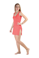 BLAZON Women's Cotton Hosiery Selfie Midi Slip (Old Rose / Carrot Red; Sizes: XS, S, M, L, XL, 2XL, 3XL, 4XL, 5XL) Side View