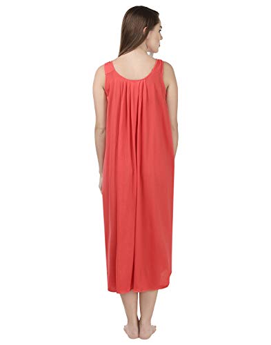 BLAZON Women's Cotton Solid Midi Slip Premium Dreams Nighty (Available Sizes: S, M, L, XL, 2XL, 3XL, 4XL, 5XL) - Old Rose