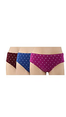 BLAZON Women's Hipster Printed Panty Pack of 3 (Royal Blue, Maroon, Purple)