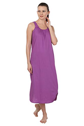 BLAZON Women's Cotton Hosiery Solid Maxi Nighty Slip (Pack of 2) Available Sizes: S, M, L, XL, 2XL, 3XL, 4XL, 5XL - Sapphire Blue, Purple