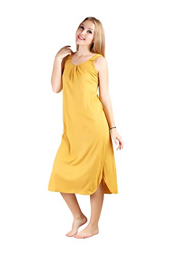 BLAZON Women's Cotton Solid Midi Slip Premium Dreams Nighty (Available Sizes: S, M, L, XL, 2XL, 3XL, 4XL, 5XL) - Whiskey