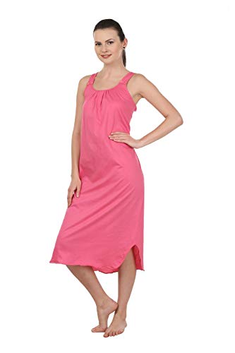 BLAZON Women's Cotton Solid Midi Slip Premium Dreams Nighty (Available Sizes: S, M, L, XL, 2XL, 3XL, 4XL, 5XL) - Dark Pink