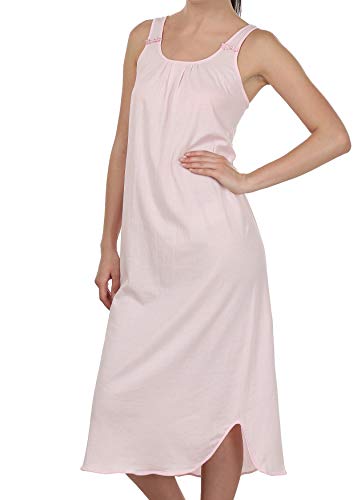 BLAZON Women's Cotton Solid Midi Slip Premium Dreams Nighty (Available Sizes: S, M, L, XL, 2XL, 3XL, 4XL, 5XL) - Baby Pink