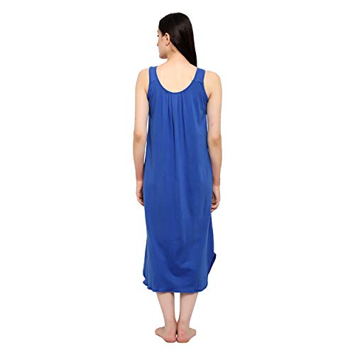 BLAZON Women's Cotton Hosiery Solid Maxi Nighty Slip (Pack of 2) Available Sizes: S, M, L, XL, 2XL, 3XL, 4XL, 5XL - Sapphire Blue, Brandy
