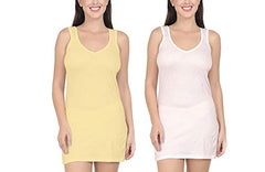 BLAZON Women's Cotton Hosiery Selfie Midi Slip Combo Pack of 2 (Available Sizes: XS, S, M, L, XL, 2XL, 3XL, 4XL, 5XL) - Skin, Baby Pink