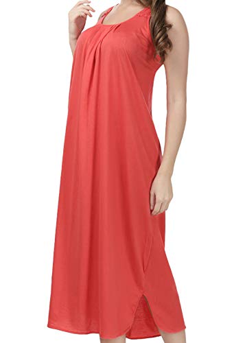 BLAZON Women's Cotton Solid Midi Slip Premium Dreams Nighty (Available Sizes: S, M, L, XL, 2XL, 3XL, 4XL, 5XL) - Old Rose