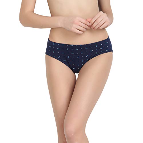BLAZON Women's Mid Rise Hipster Soft Skin (Inner-Elastic) Panty | Floral Print | Combo Pack of 3 | Dark Base | Available Sizes: S, M, L, XL, 2XL, 3XL, 4XL, 5XL - ANEMONE (Black, Brown, Navy Blue)