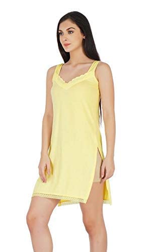 BLAZON Women's Cotton Hosiery Fairy Full Slip (Available Sizes: S, M, L, XL, 2XL, 3XL, 4XL, 5XL) - Dull Yellow/Khaki/Skin