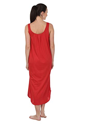 BLAZON Women's Cotton Nighty Slip - Set of 2 (Peach & Red)