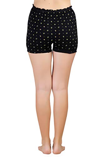 BLAZON Women's Cotton Hoisery Bloomers Floral Print Combo (Pack of 6) (Availabe Sizes: XS, S, M, L, XL, XXL, 3XL, 4XL, 5XL) - Navy Blue, Black and Brown