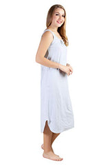 BLAZON Women's Cotton Hosiery Solid Maxi Nighty Slip (Pack of 2) Available Sizes: S, M, L, XL, 2XL, 3XL, 4XL, 5XL - Blueberry Frost, Purple