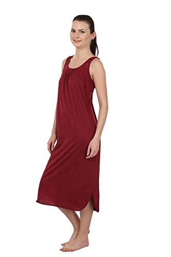 BLAZON Women's Cotton Solid Midi Slip Premium Dreams Nighty (Available Sizes: S, M, L, XL, 2XL, 3XL, 4XL, 5XL) - Maroon