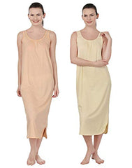 BLAZON Women's Cotton Nighty Slip Set of 2 (Peach & Skin)