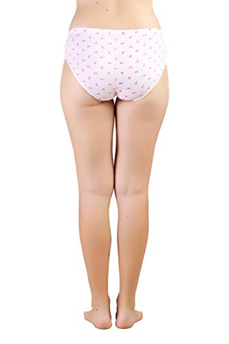 BLAZON Women's Mid Rise Hipster Soft Skin (Inner-Elastic) Panty | Floral Print | Combo Pack of 3 | Light Base | Available Sizes: S, M, L, XL, 2XL, 3XL, 4XL, 5XL - Sea Green, Off White, Baby Pink