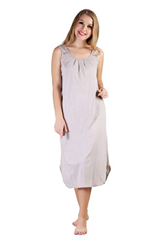 BLAZON Women's Cotton Hosiery Solid Maxi Nighty Slip (Pack of 2) Available Sizes: S, M, L, XL, 2XL, 3XL, 4XL, 5XL - Almond Frost, Old Rose