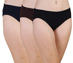 BLAZON Women's Hipster Panty Pack of 3 (Black, Brown, Dark Blue)