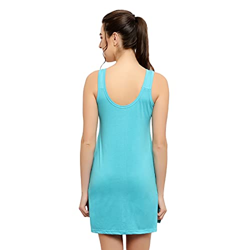 BLAZON Women's Cotton Hosiery Selfie Midi Slip Combo Pack of 2 (Available Sizes: XS, S, M, L, XL, 2XL, 3XL, 4XL, 5XL) - Turquoise, Almond Frost