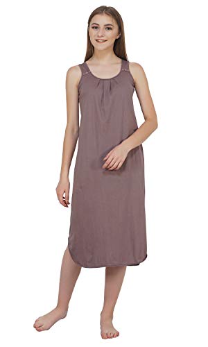 Women Hosiery Solid Brown Night Gown, Maxi