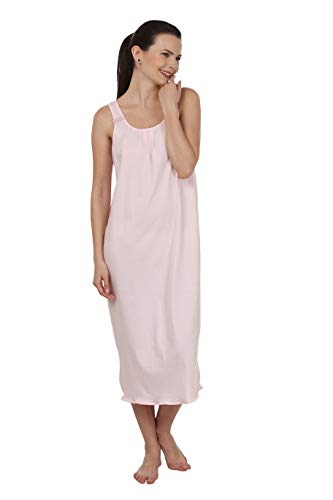 BLAZON Women's Cotton Hosiery Solid Maxi Nighty Slip (Pack of 2) Available Sizes: S, M, L, XL, 2XL, 3XL, 4XL, 5XL - Sapphire Blue, Baby Pink