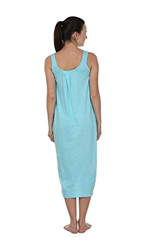 BLAZON Women's Cotton Solid Midi Slip Premium Dreams Nighty (Available Sizes: S, M, L, XL, 2XL, 3XL, 4XL, 5XL) - Turquoise