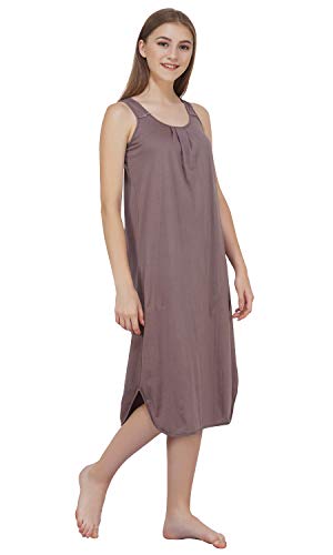 BLAZON Women's Cotton Hosiery Solid Maxi Nighty Slip (Pack of 2) Available Sizes: S, M, L, XL, 2XL, 3XL, 4XL, 5XL - Brownish Grey, Sea Green