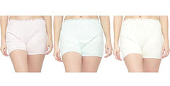 BLAZON Women's Cotton Hosiery Bloomer Plain | Combo Pack | (Availabe Sizes: XS, S, M, L, XL, XXL, 3XL, 4XL, 5XL) - Baby Pink, Sea Green, Off White