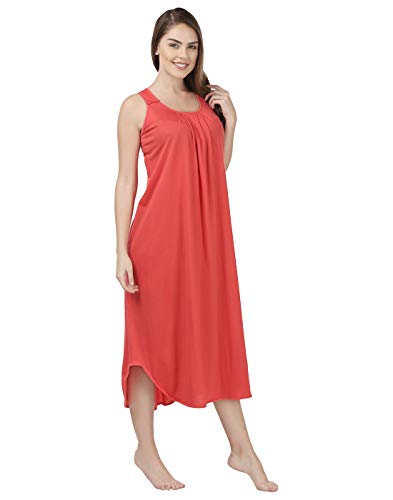 BLAZON Women's Cotton Solid Midi Slip Premium Dreams Nighty (Available Sizes: S, M, L, XL, 2XL, 3XL, 4XL, 5XL) - Old Rose