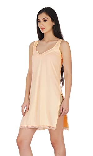 BLAZON Women's Cotton Hosiery Fairy Full Slip (Available Sizes: S, M, L, XL, 2XL, 3XL, 4XL, 5XL) - Peach/Skin