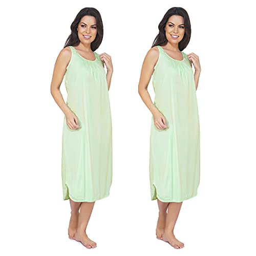 BLAZON Women's Cotton Hosiery Solid Maxi Nighty Slip (Pack of 2) Available Sizes: S, M, L, XL, 2XL, 3XL, 4XL, 5XL - Sea Green