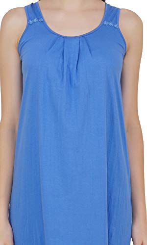 BLAZON Women's Cotton Hosiery Solid Maxi Nighty Slip (Pack of 2) Available Sizes: S, M, L, XL, 2XL, 3XL, 4XL, 5XL - Azure Blue, Skin