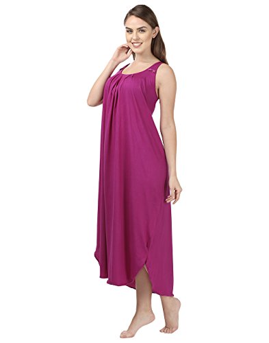 BLAZON Women's Cotton Nighty Slip - Set of 2 (Vivid Violet & White)