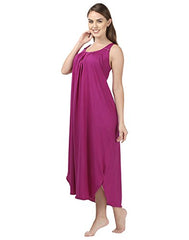 BLAZON Women's Cotton Nighty Slip - Set of 2 (Vivid Violet & White)