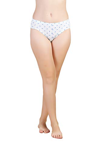 BLAZON Women's Mid Rise Hipster Soft Skin (Inner-Elastic) Panty | Floral Print | Combo Pack of 3 | Light Base | Available Sizes: S, M, L, XL, 2XL, 3XL, 4XL, 5XL - Sea Green, Off White, Baby Pink