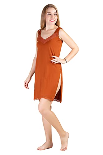 BLAZON Women's Cotton Hosiery Fairy Full Slip (Available Sizes: S, M, L, XL, 2XL, 3XL, 4XL, 5XL) - Brandy