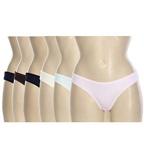 BLAZON Premium Women’s Plain/Solid Outer Elastic S E Bikini Pack of 6 (3 Dark, 3 Pastel) 95-100 cm