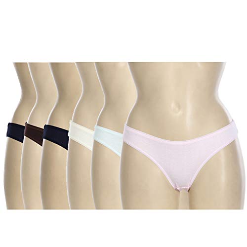 BLAZON Premium Women’s Plain/Solid Outer Elastic S E Bikini Pack of 6 (3 Dark, 3 Pastel) 85-90 cm