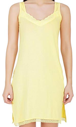 BLAZON Women's Cotton Hosiery Fairy Full Slip (Available Sizes: S, M, L, XL, 2XL, 3XL, 4XL, 5XL) - Dull Yellow/Khaki/Skin