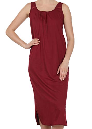 BLAZON Women's Cotton Hosiery Solid Maxi Nighty Slip (Pack of 2) Available Sizes: S, M, L, XL, 2XL, 3XL, 4XL, 5XL - Maroon